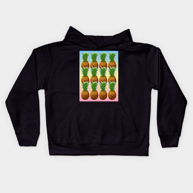 Pineapple Tropical Sunset Kids Hoodie by DankFutura